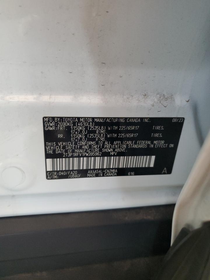 2023 Toyota RAV 4 VIN 2T3P1RFV1PW395962 Copart auction photo, front end damage thumbnail 12