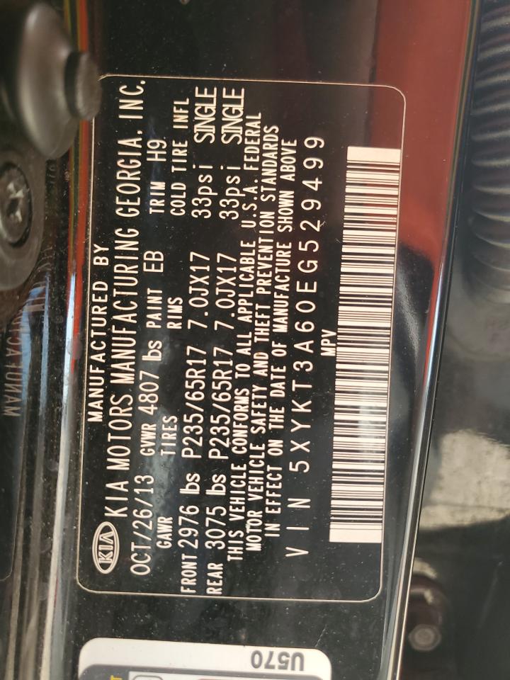2014 KIA Sorento VIN 5XYKT3A60EG529499 Copart auction photo, all over damage thumbnail 13