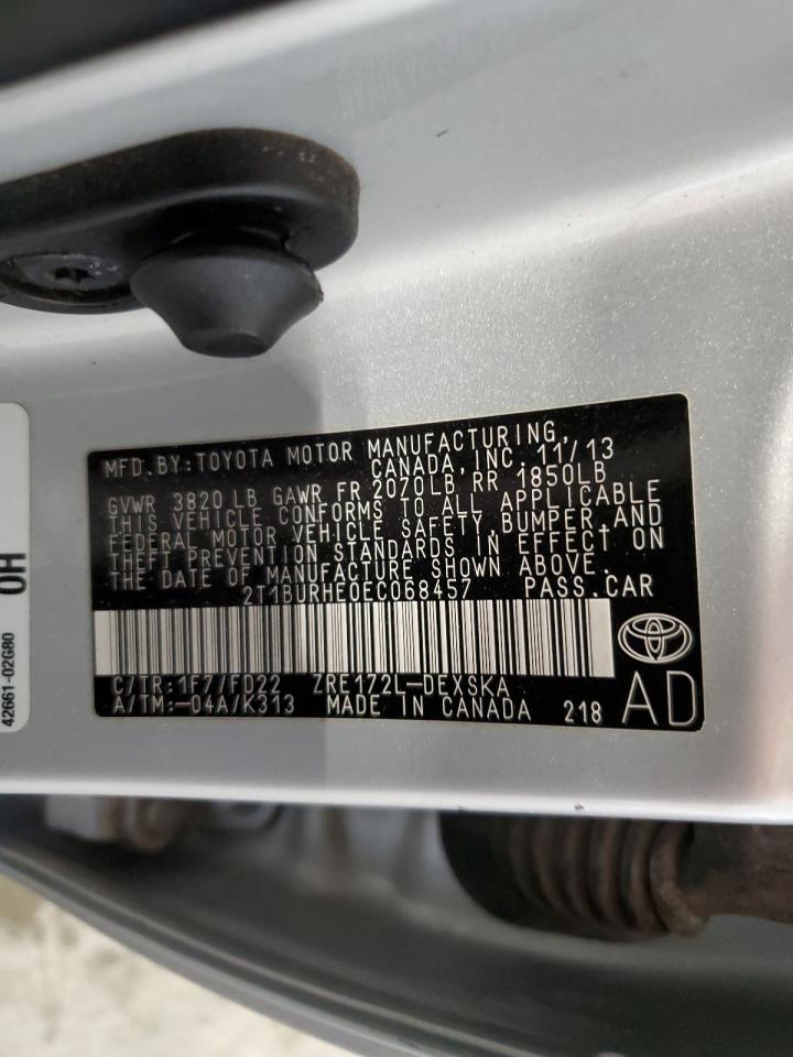 2014 Toyota Corolla VIN 2T1BURHE0EC068457 Copart auction photo, front end damage thumbnail 14
