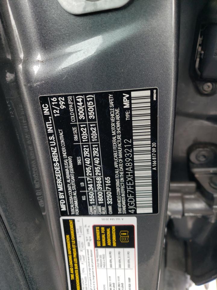 2017 Mercedes-Benz GLS-klasse VIN 4JGDF7FEXHA893212 Copart auction photo, rejected repair / minor dent/scratches damage thumbnail 13