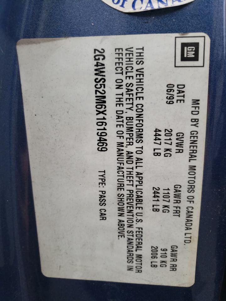 1999 Buick Century VIN 2G4WS52M6X1619469 Copart auction photo, all over damage thumbnail 15