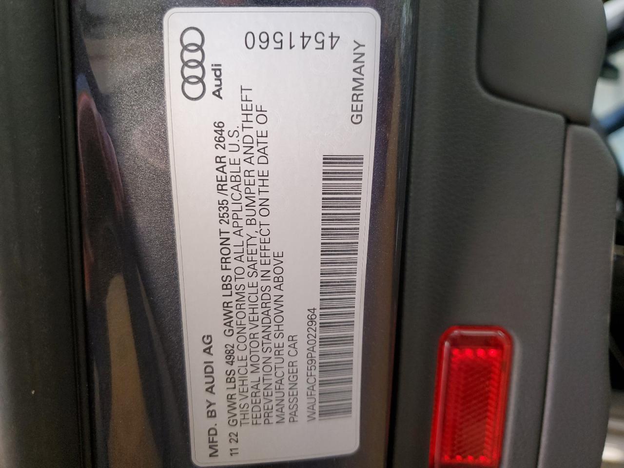 2023 Audi A5 VIN WAUFACF59PA022964 Copart auction photo, front end damage thumbnail 14