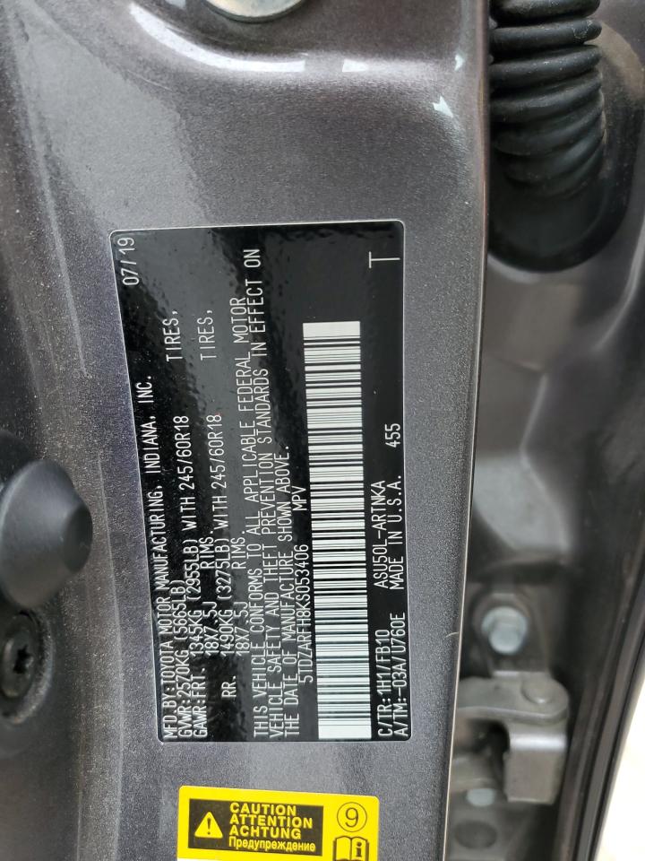 2019 Toyota Highlander VIN 5TDZARFH8KS053406 Copart auction photo, front end damage thumbnail 14