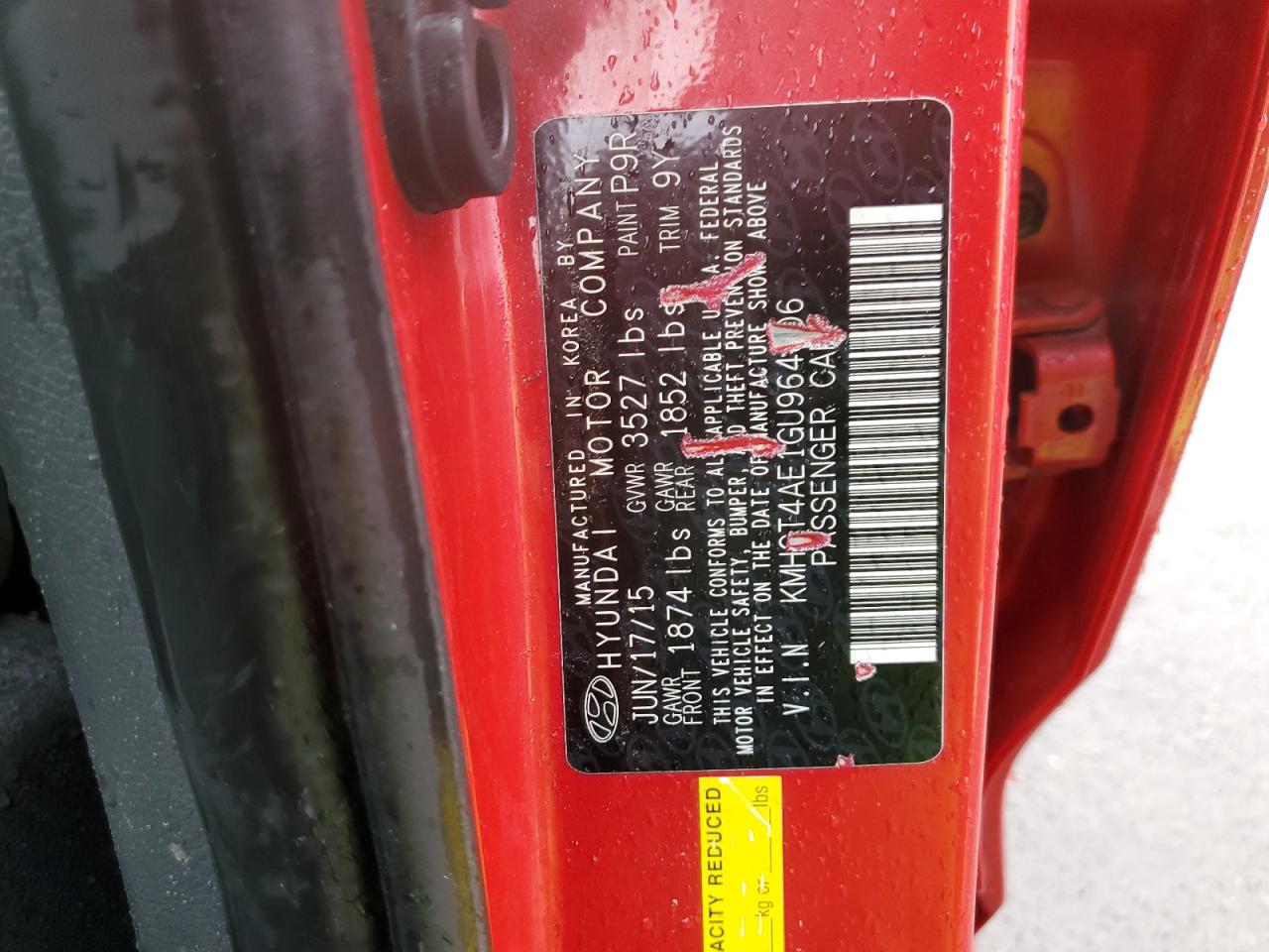 2016 Hyundai Accent VIN KMHCT4AE1GU964806 Copart auction photo, vandalism damage thumbnail 12