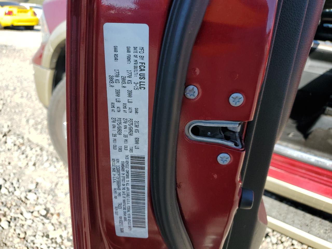 2015 RAM 1500 VIN 1C6RR7PT5FS668449 Copart auction photo, rear end / side damage thumbnail 14