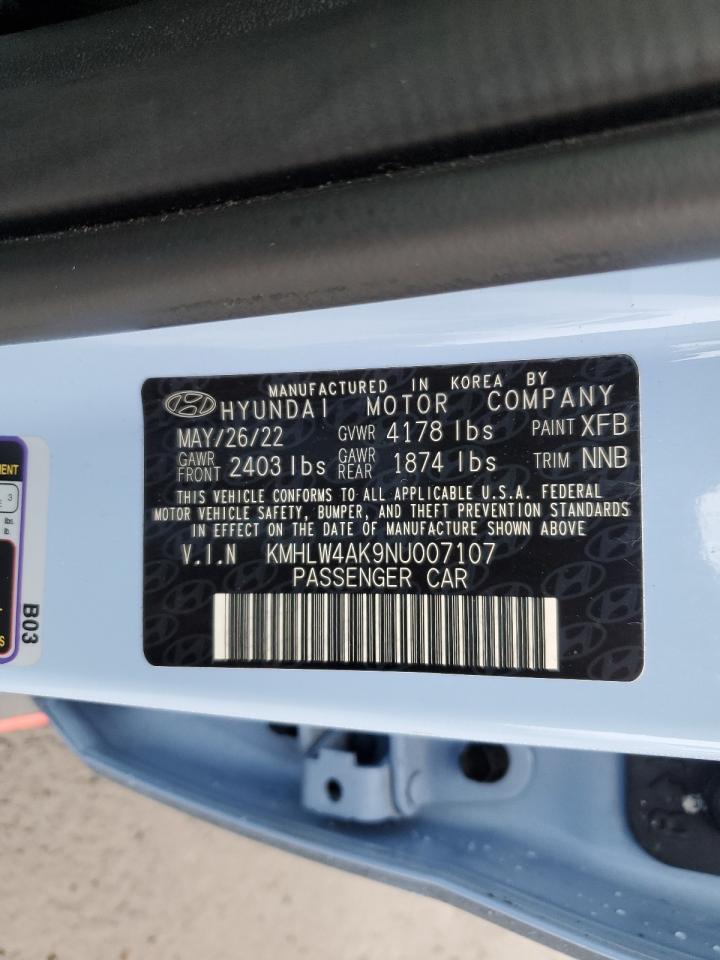 2022 Hyundai Elantra VIN KMHLW4AK9NU007107 Copart auction photo, front end / minor dent/scratches damage thumbnail 12