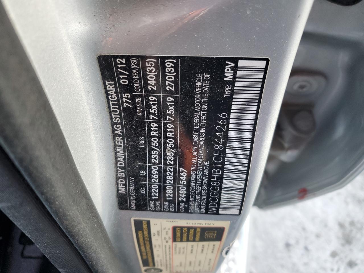 2012 Mercedes-Benz GLK-klasse VIN WDCGG8HB1CF844266 Copart auction photo, side / minor dent/scratches damage thumbnail 13