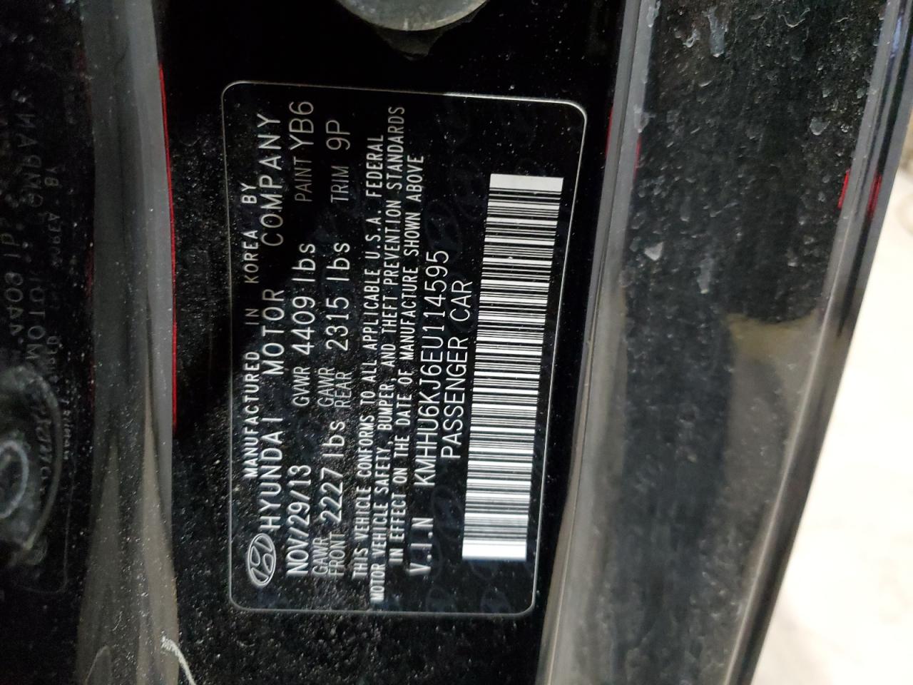 2014 Hyundai Genesis VIN KMHHU6KJ6EU114595 Copart auction photo, front end damage thumbnail 13