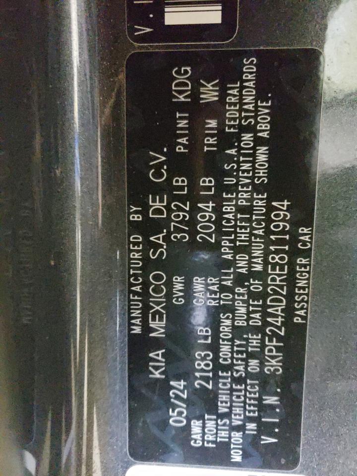 2024 KIA Forte VIN 3KPF24AD2RE811994 Copart auction photo, front end damage thumbnail 13