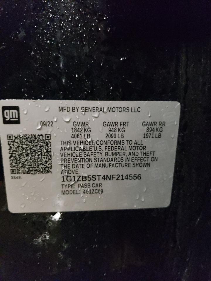 2022 Chevrolet Malibu VIN 1G1ZB5ST4NF214556 Copart auction photo, front end / mechanical damage thumbnail 13