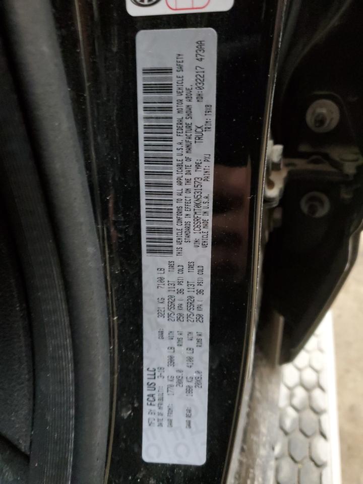 2019 RAM 1500 VIN 1C6SRFMT0KN531573 Copart auction photo, all over damage thumbnail 14