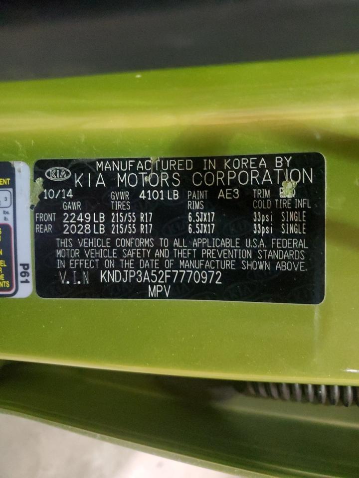 2015 KIA Soul VIN KNDJP3A52F7770972 Copart auction photo, front end damage thumbnail 14
