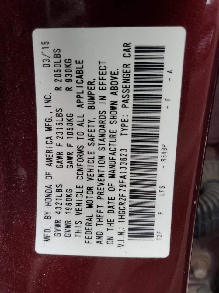 2015 Honda Accord VIN 1HGCR2F79FA133623 Copart auction photo, front end damage thumbnail 14