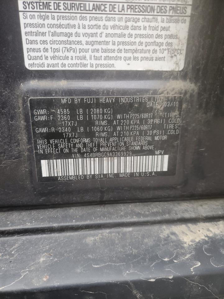 2010 Subaru Outback VIN 4S4BRBGC9A3369929 Copart auction photo, side / front end damage thumbnail 13