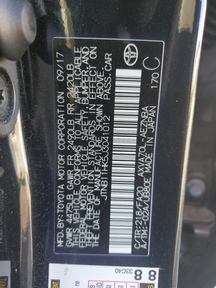 2018 Toyota Camry VIN JTNB11HK5J3041012 Copart auction photo, rear end / minor dent/scratches damage thumbnail 13