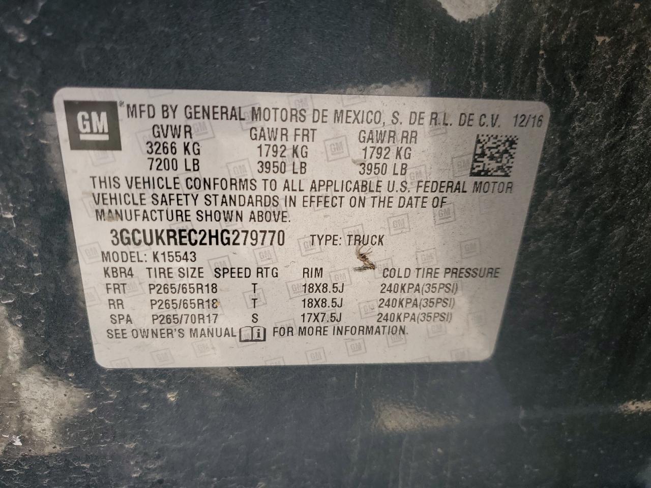 2017 Chevrolet Silverado VIN 3GCUKREC2HG279770 Copart auction photo, front end damage thumbnail 13