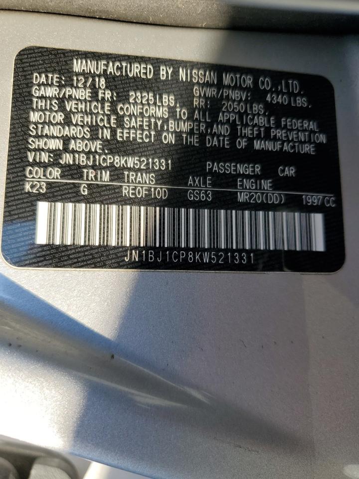 2019 Nissan Rogue VIN JN1BJ1CP8KW521331 Copart auction photo, front end damage thumbnail 15