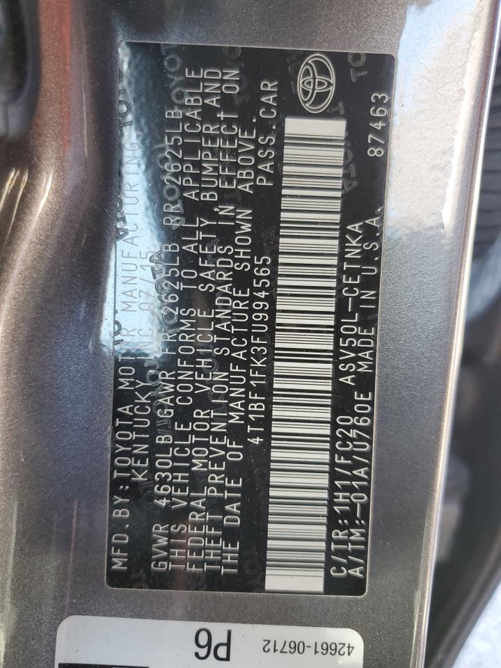 2015 Toyota Camry VIN 4T1BF1FK3FU994565 Copart auction photo, front end / side damage thumbnail 14