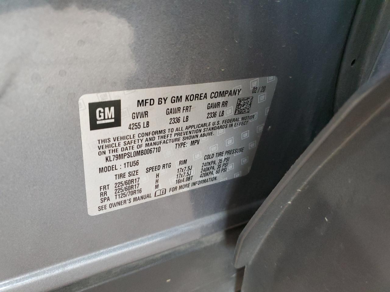 2021 Chevrolet TrailBlazer VIN KL79MPSL0MB006710 Copart auction photo, side damage thumbnail 15