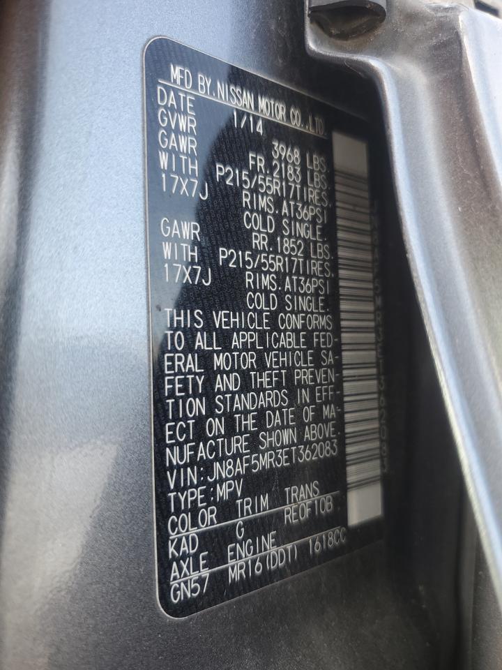 2014 Nissan Juke VIN JN8AF5MR3ET362083 Copart auction photo, rear end / front end damage thumbnail 14