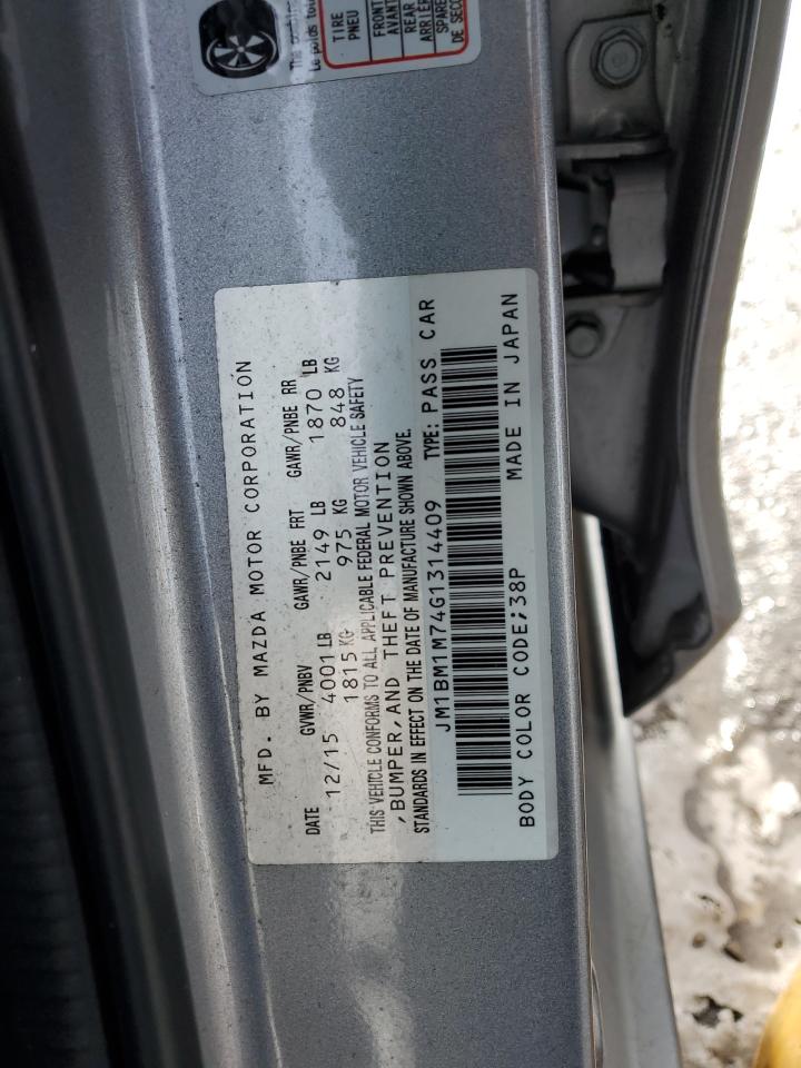 2016 Mazda 3 VIN JM1BM1M74G1314409 Copart auction photo, front end damage thumbnail 12
