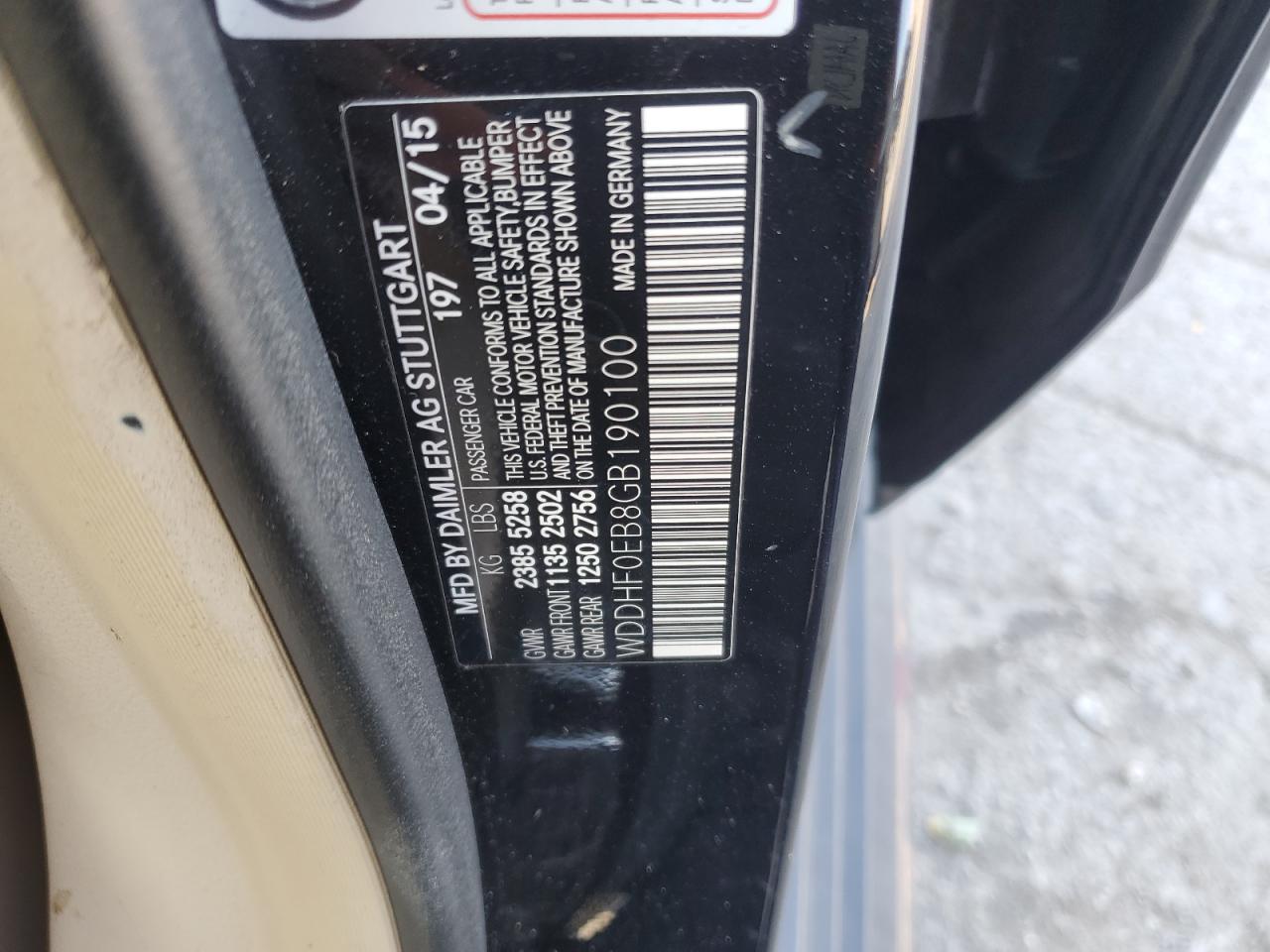 2016 Mercedes-Benz E-klasse VIN WDDHF0EB8GB190100 Copart auction photo, rear end / minor dent/scratches damage thumbnail 12