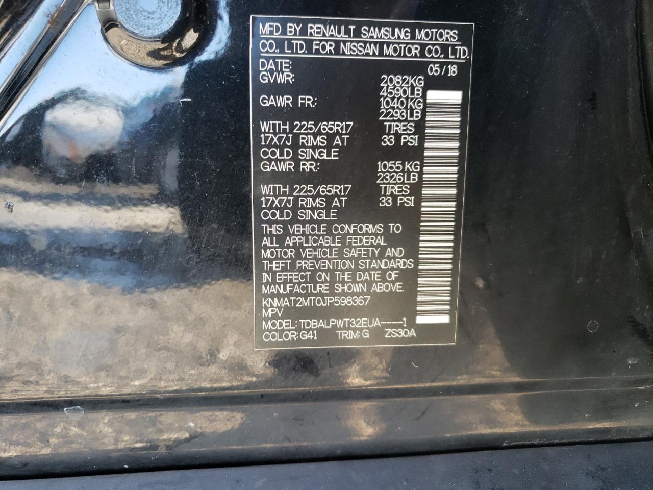 2018 Nissan Rogue VIN KNMAT2MT0JP598367 Copart auction photo, normal wear damage thumbnail 13
