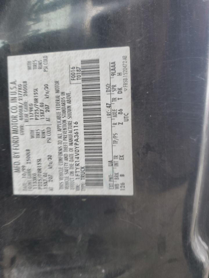 2000 Ford Ranger VIN 1FTYR14V0YPA36116 Copart auction photo, rear end / front end damage thumbnail 13