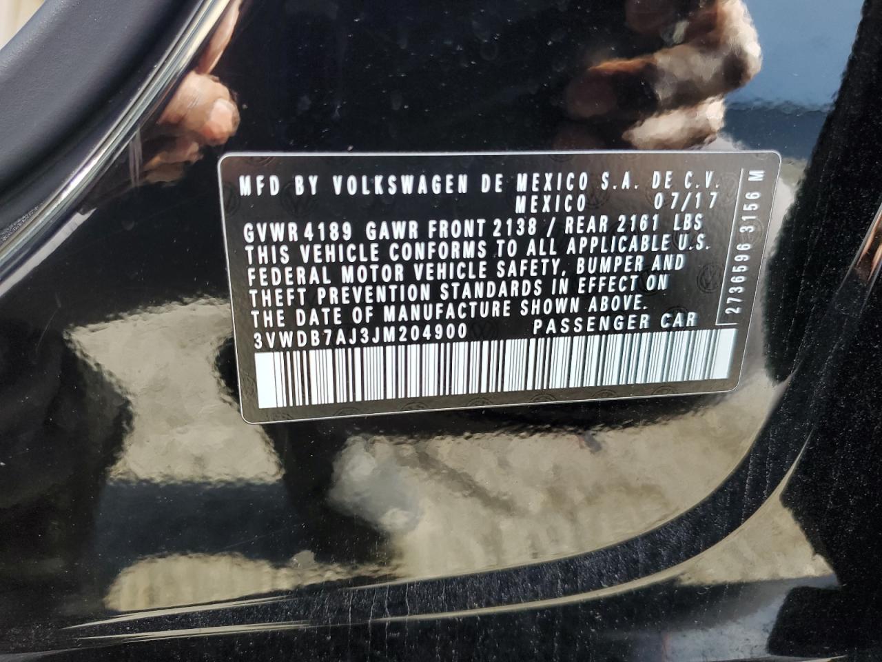 2018 Volkswagen Jetta VIN 3VWDB7AJ3JM204900 Copart auction photo, side / all over damage thumbnail 14