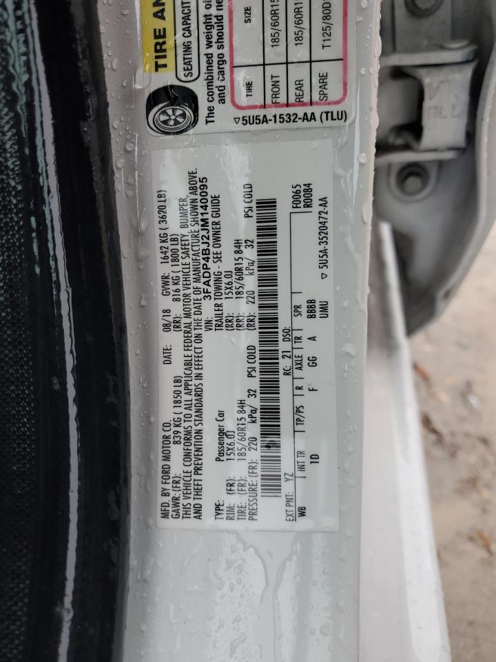 2018 Ford Fiesta VIN 3FADP4BJ2JM140095 Copart auction photo, front end / rear end damage thumbnail 14