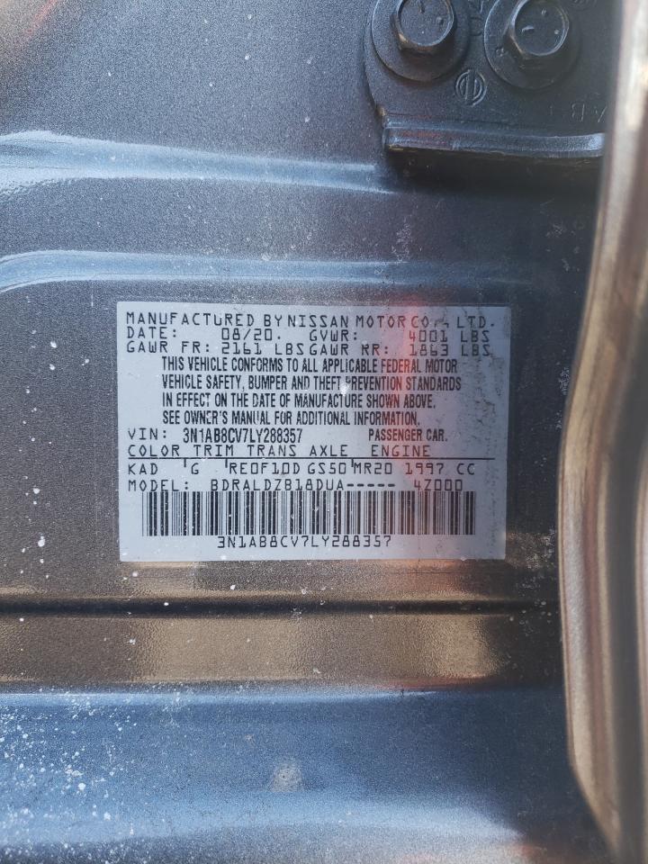 2020 Nissan Sentra VIN 3N1AB8CV7LY288357 Copart auction photo, rear end damage thumbnail 12