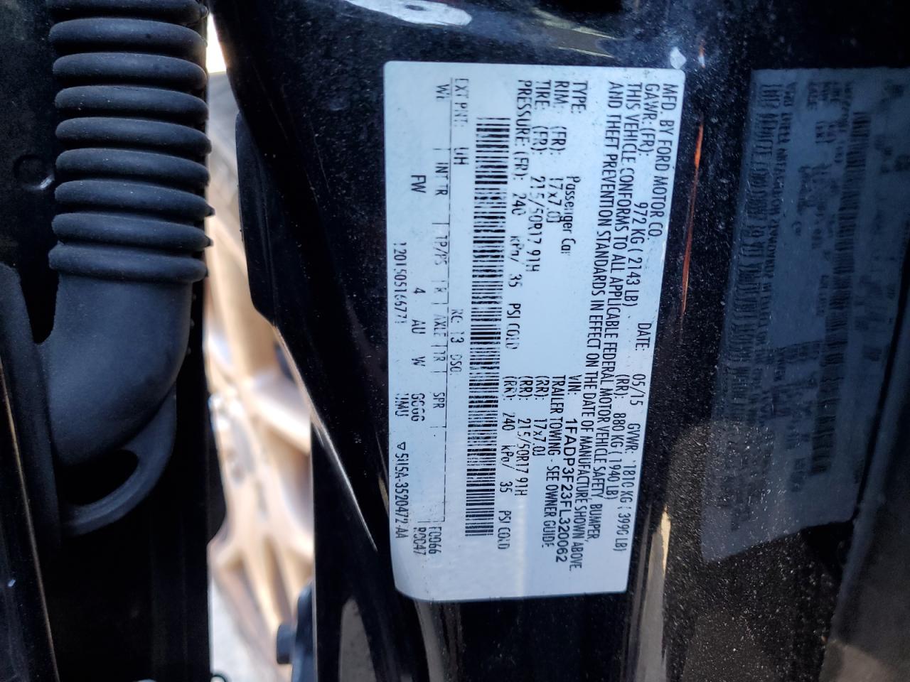 2015 Ford Focus VIN 1FADP3F23FL320062 Copart auction photo, front end damage thumbnail 12
