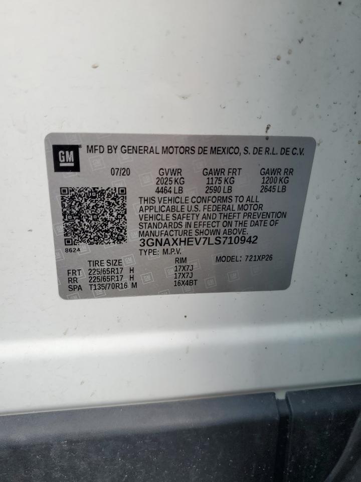 2020 Chevrolet Equinox VIN 3GNAXHEV7LS710942 Copart auction photo, front end / side damage thumbnail 15