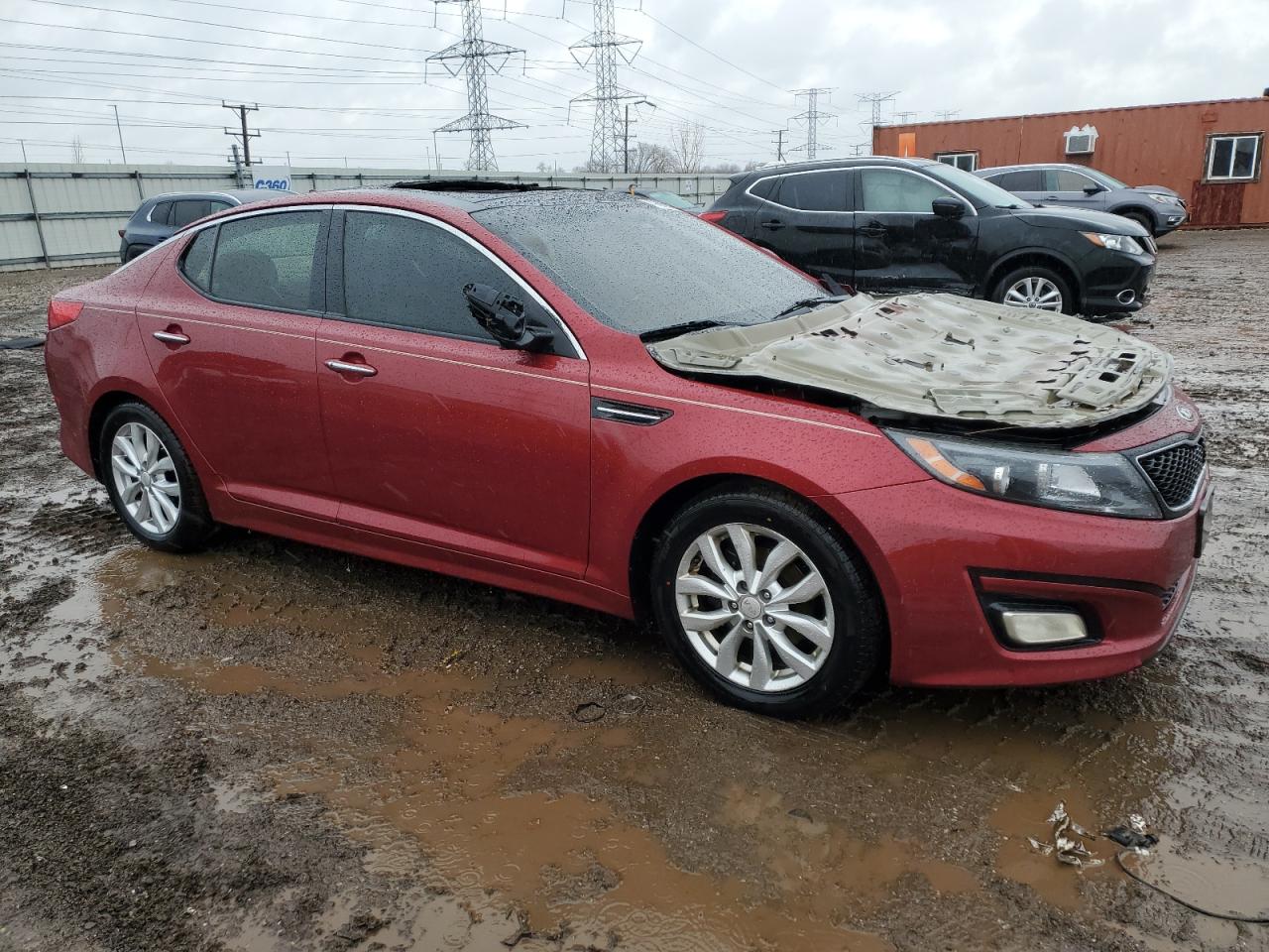 2014 KIA Optima VIN 5XXGN4A76EG261285 Copart auction photo, front end / top/roof damage thumbnail 4