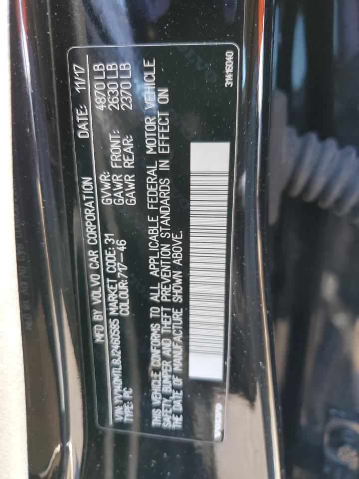 2018 Volvo S60 VIN YV140MTL8J2460585 Copart auction photo, front end damage thumbnail 12