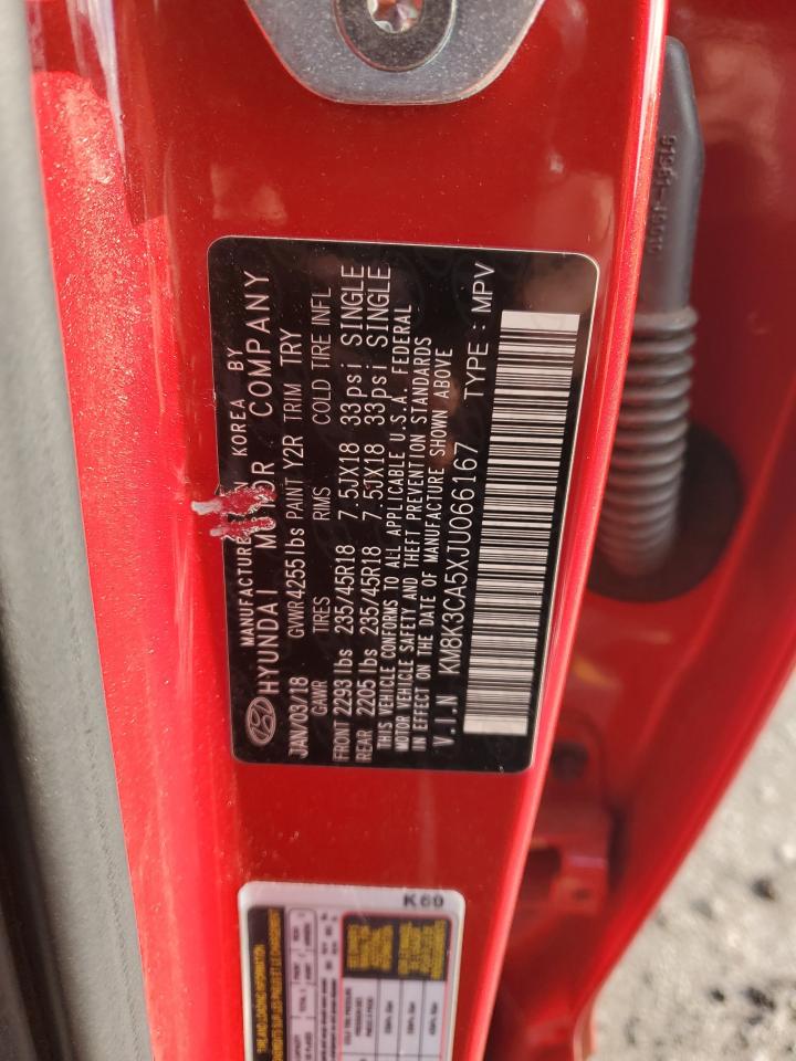 2018 Hyundai Kona VIN KM8K3CA5XJU066167 Copart auction photo, front end / side damage thumbnail 12