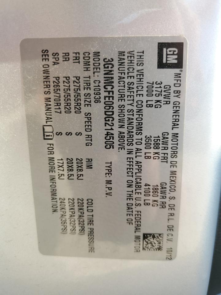 2013 Chevrolet Avalanche VIN 3GNMCFE06DG214505 Copart auction photo, side / minor dent/scratches damage thumbnail 12