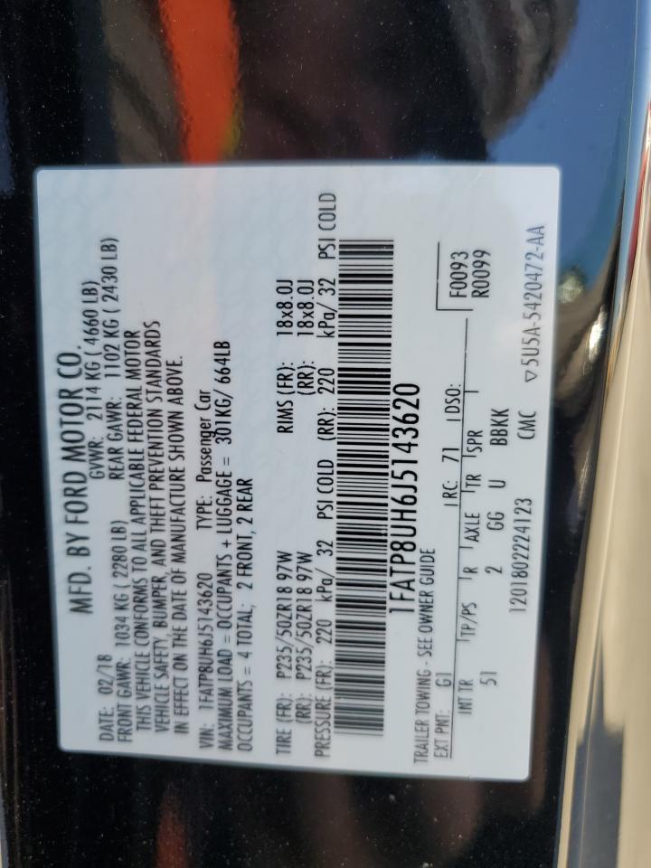 2018 Ford Mustang VIN 1FATP8UH6J5143620 Copart auction photo, front end damage thumbnail 13