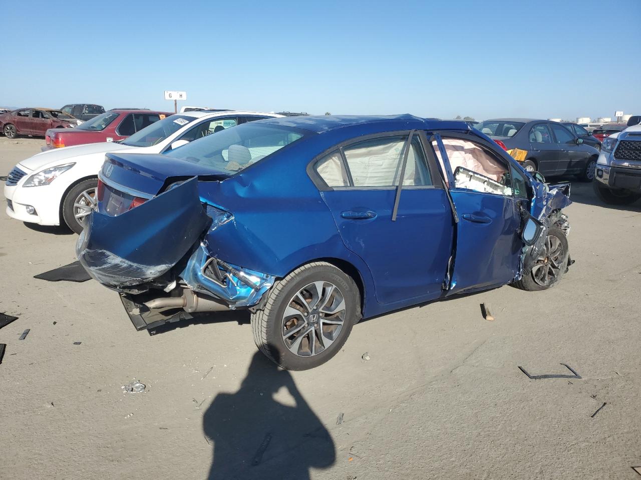2014 Honda Civic VIN 19XFB2F80EE244484 Copart auction photo, all over / top/roof damage thumbnail 3