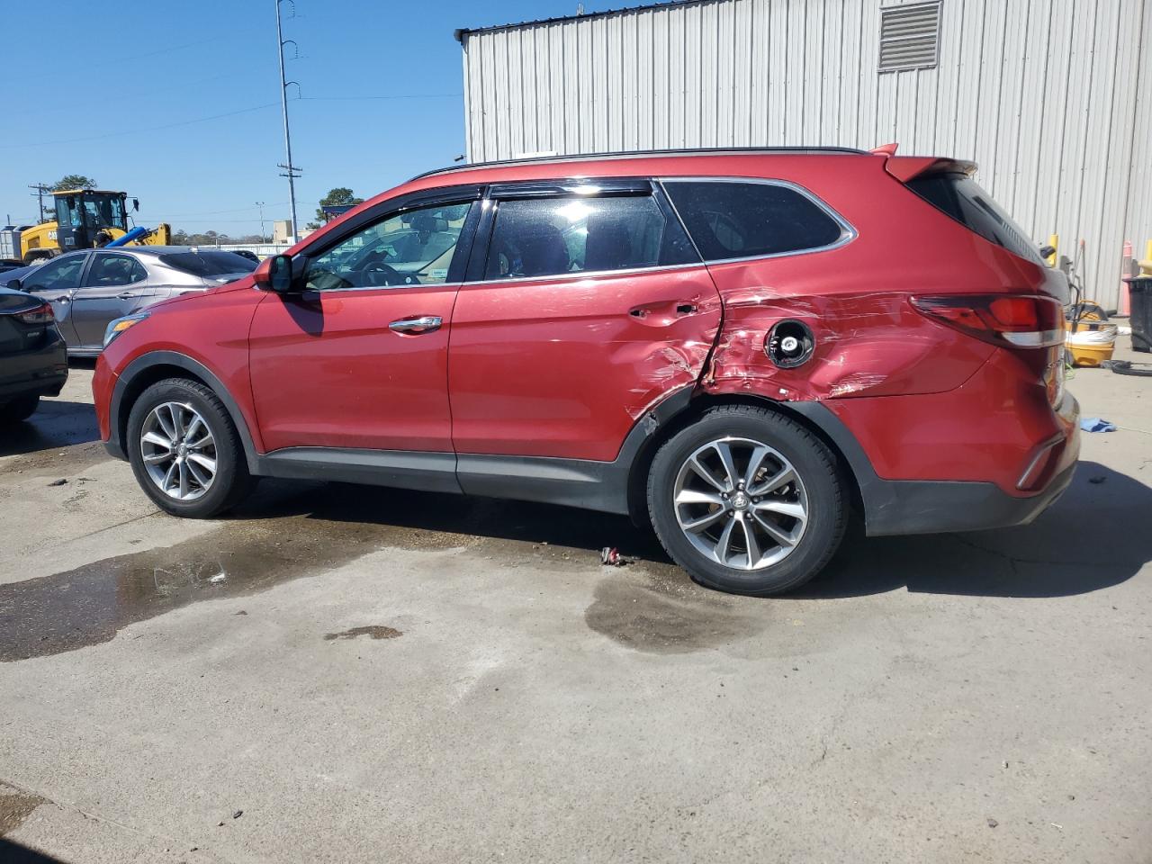 2018 Hyundai Santa Fe VIN KM8SM4HF9JU272694 Copart auction photo, rear end / side damage thumbnail 2