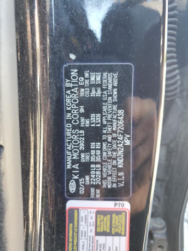 2015 KIA Soul VIN KNDJN2A24F7206438 Copart auction photo, side / vandalism damage thumbnail 12