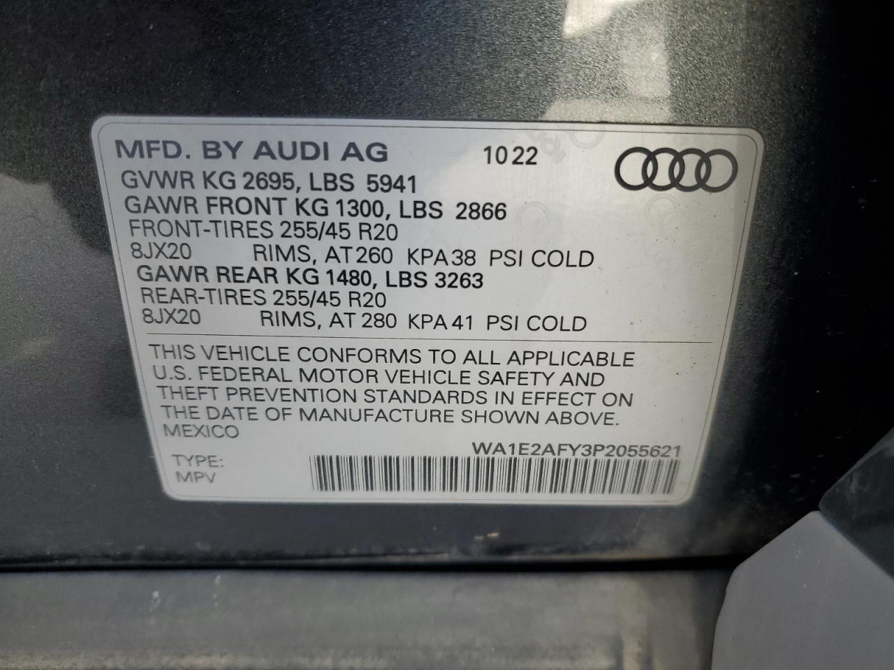 2023 Audi Q5 VIN WA1E2AFY3P2055621 Copart auction photo, undercarriage damage thumbnail 13