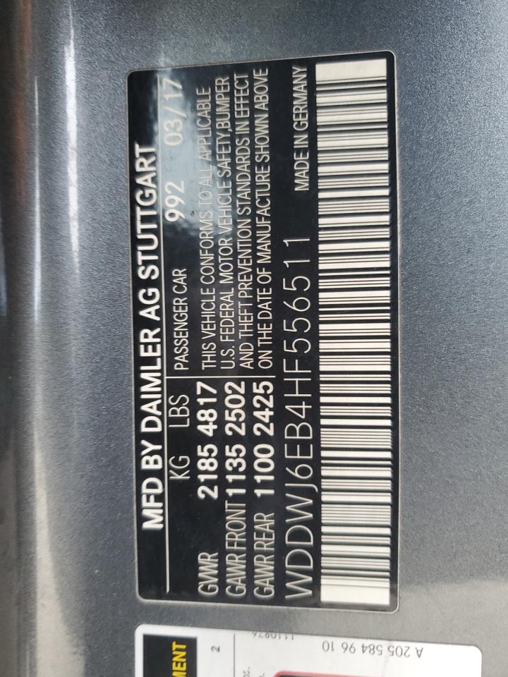 2017 Mercedes-Benz C-klasse VIN WDDWJ6EB4HF556511 Copart auction photo, mechanical damage thumbnail 12