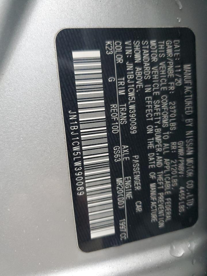 2020 Nissan Rogue VIN JN1BJ1CW5LW390089 Copart auction photo, rear end / frame damage damage thumbnail 14