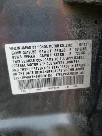 2012 Honda Fit VIN JHMGE8H34CS001656 Copart auction photo, rear end / front end damage thumbnail 13