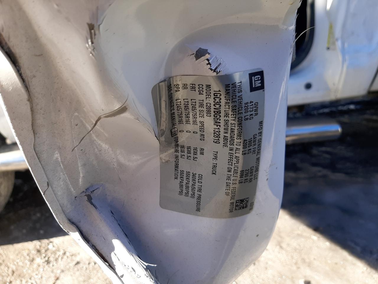 2010 Chevrolet Silverado VIN 1GC3CVBG6AF132819 Copart auction photo, side / rear end damage thumbnail 12