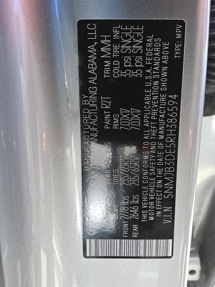 2024 Hyundai Tucson VIN 5NMJB3DE5RH386594 Copart auction photo, front end damage thumbnail 13