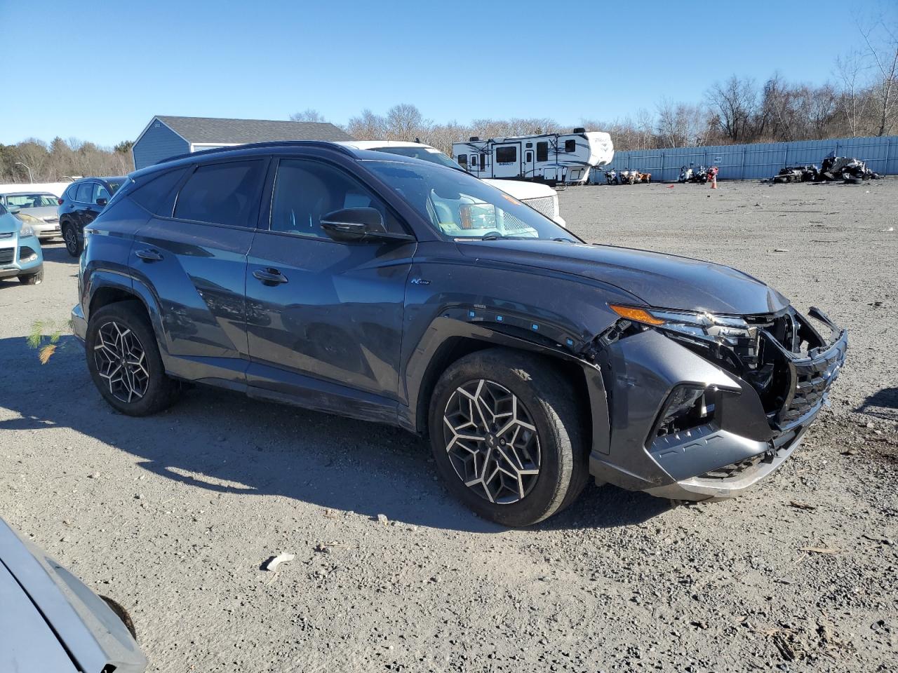 2022 Hyundai Tucson VIN KM8JFCAEXNU150949 Copart auction photo, front end / side damage thumbnail 4