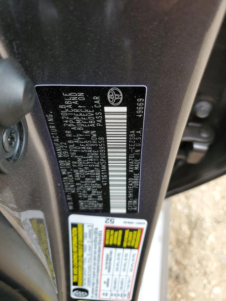 2023 Toyota Camry VIN 4T1G11AK5PU099558 Copart auction photo, rear end / side damage thumbnail 14