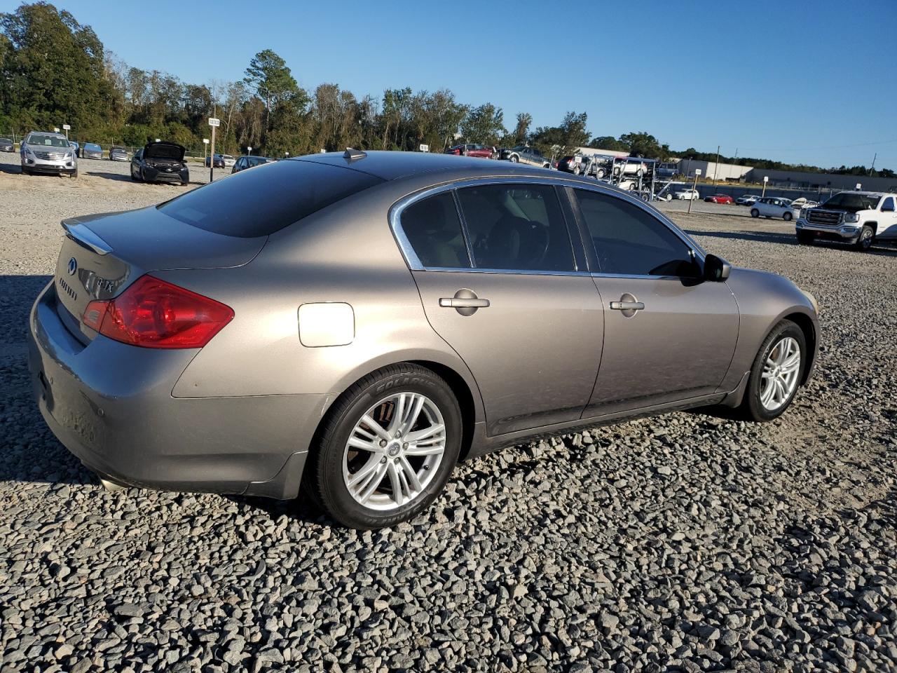 2012 Infiniti G VIN JN1CV6AR4CM675106 Copart auction photo, front end / side damage thumbnail 3